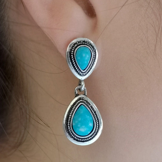 Fashion Drop-shaped Turquoise Retro Simple Daily Earrings