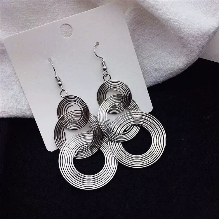 Women's Hollow Geometry Round Winding Exaggerated Niche Unique Earrings
