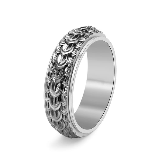 Men's Scale Rotatable Titanium Steel Vintage Distressed Rings