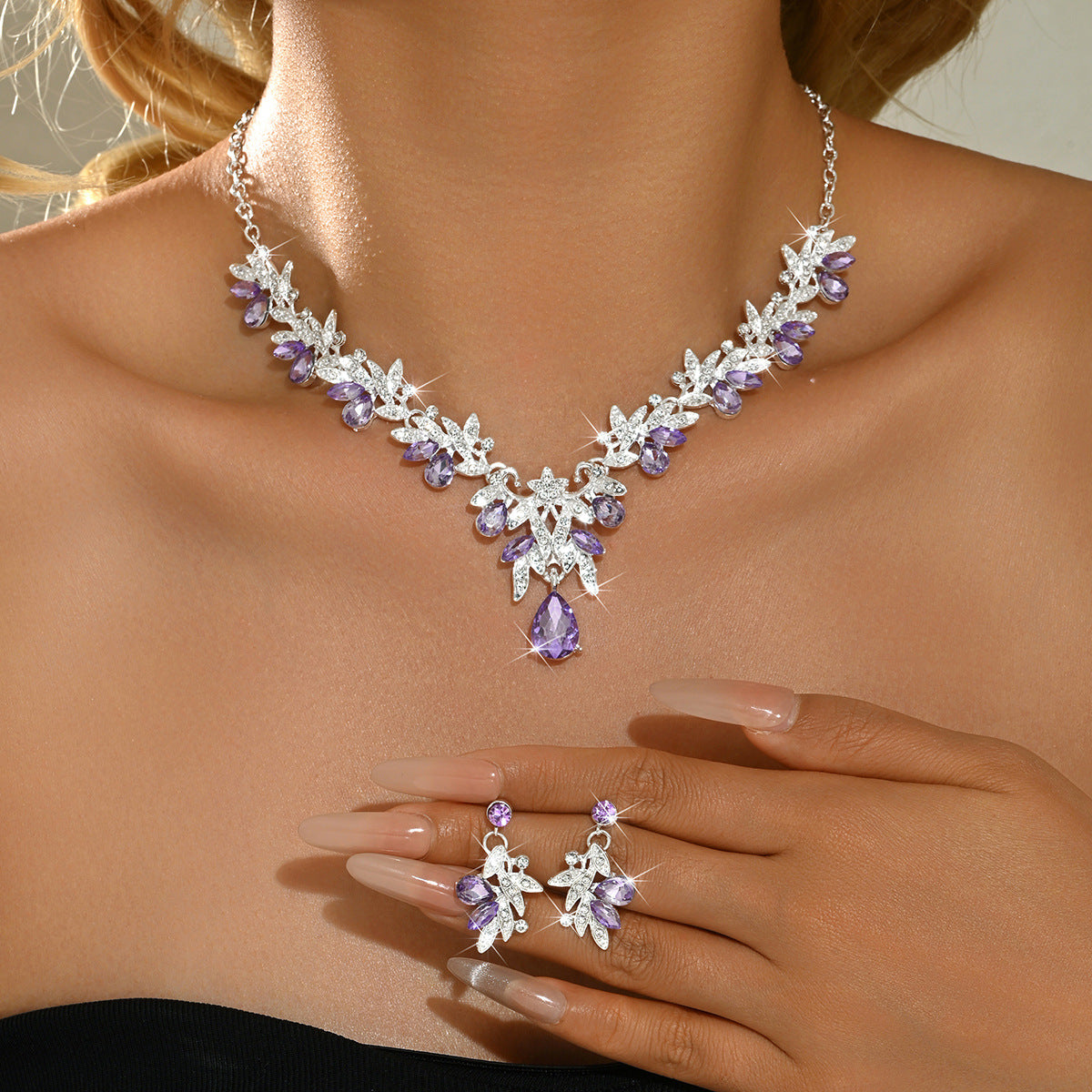 Women's Fresh Water Stringed Pearls Suite Joker Clavicle Chain Jewelry Set