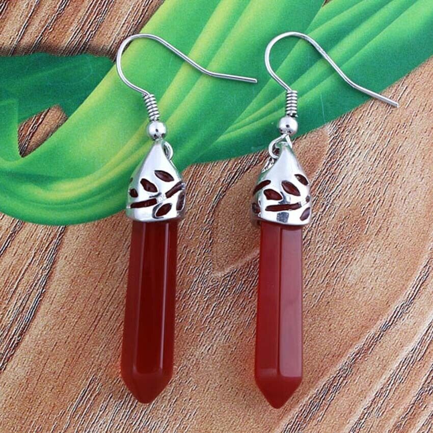 Fashion Personalized Natural Crystal Gemstone Hexagon Earrings