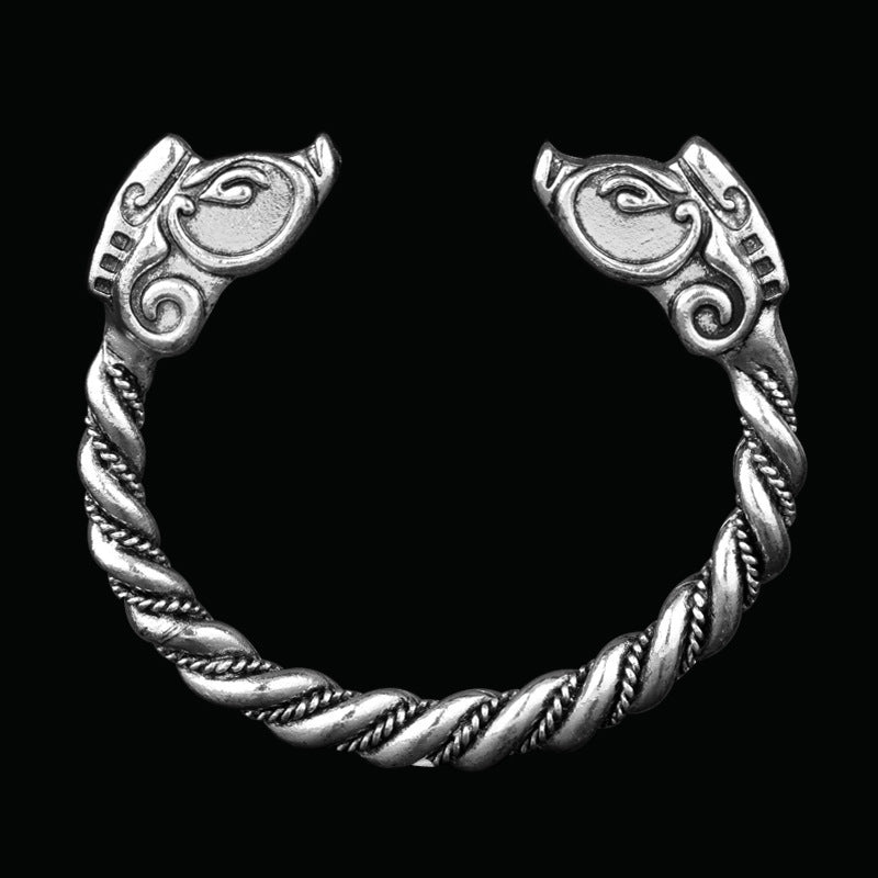 Men's Vikings Two-headed Wolf Logo Double-headed Snake Bracelet