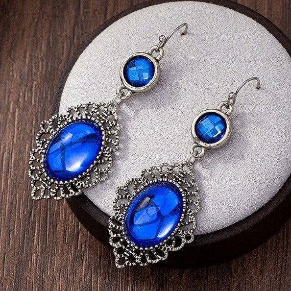 Bohemian Oval Sky Blue Purple Crack Earrings