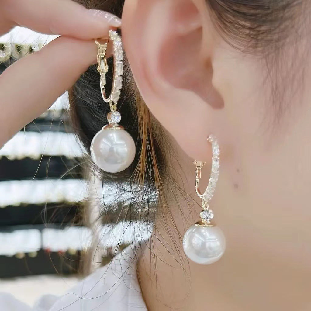 Women's Sier Needle High-grade Pearl Light Luxury Simplicity Elegant Earrings