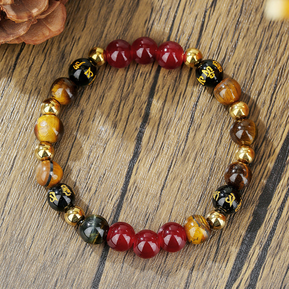 Retro Style Multiple Tigereye Emperor Stone Filament Bracelets