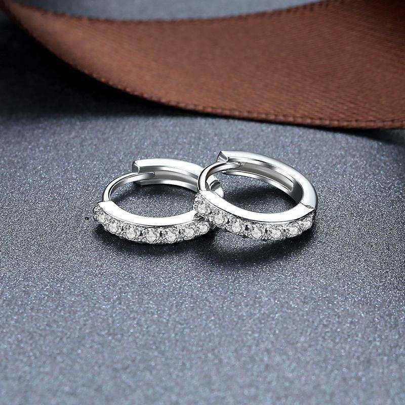 Fashion Sier Niche Zircon Light Luxury Ear Clip Graceful High Stud Earrings