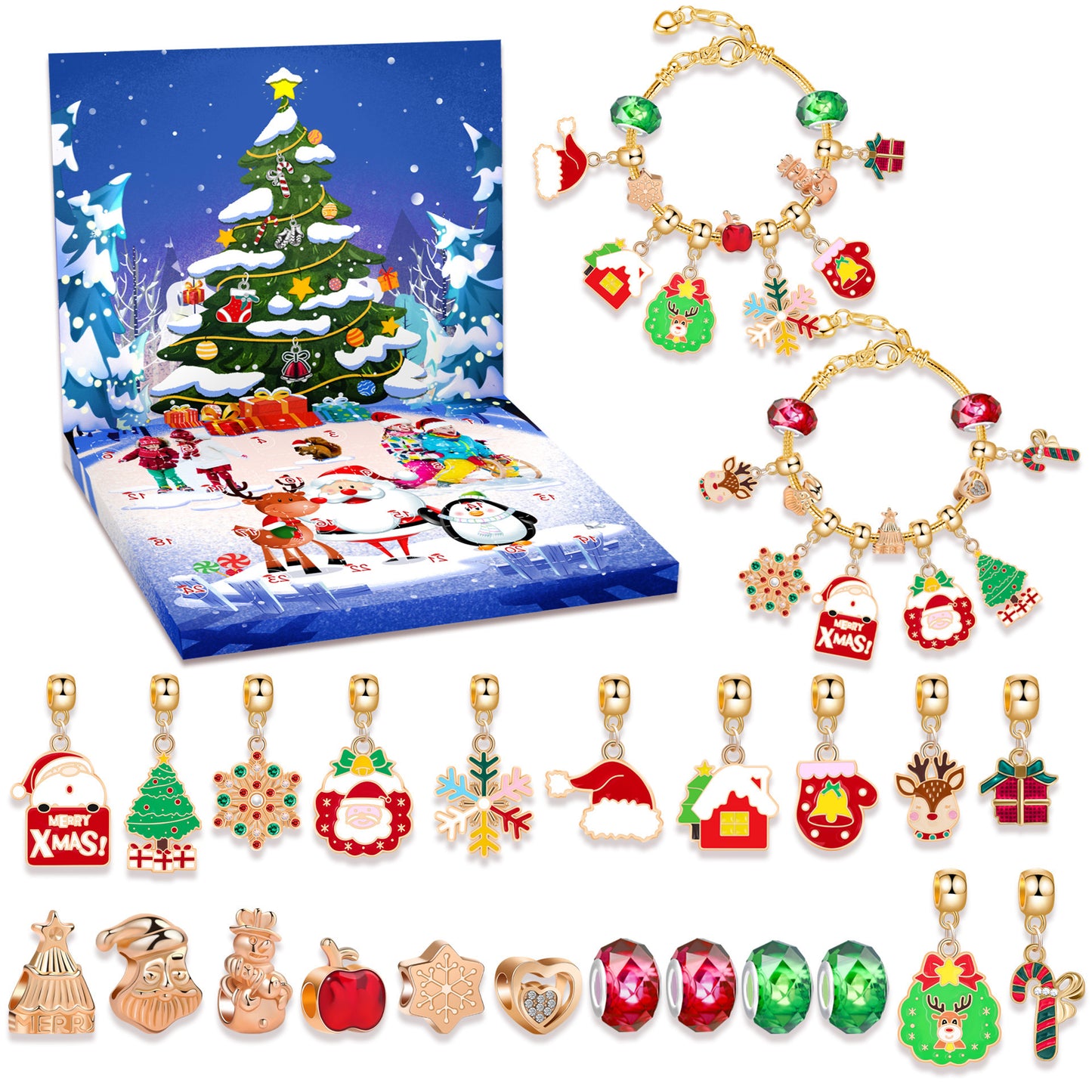 Christmas Countdown Calendar Gift Suit Grid Advent Bracelets