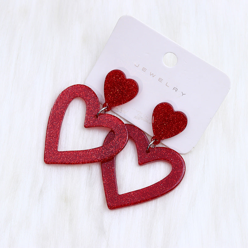 Women's Heart Valentine's Day Simple Acrylic Niche Earrings