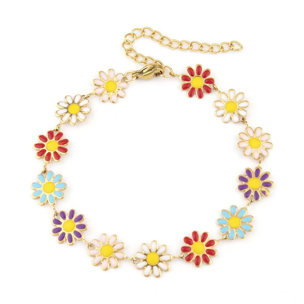 Women's Daisy Clavicle Chain Simple Temperament Painted Necklaces