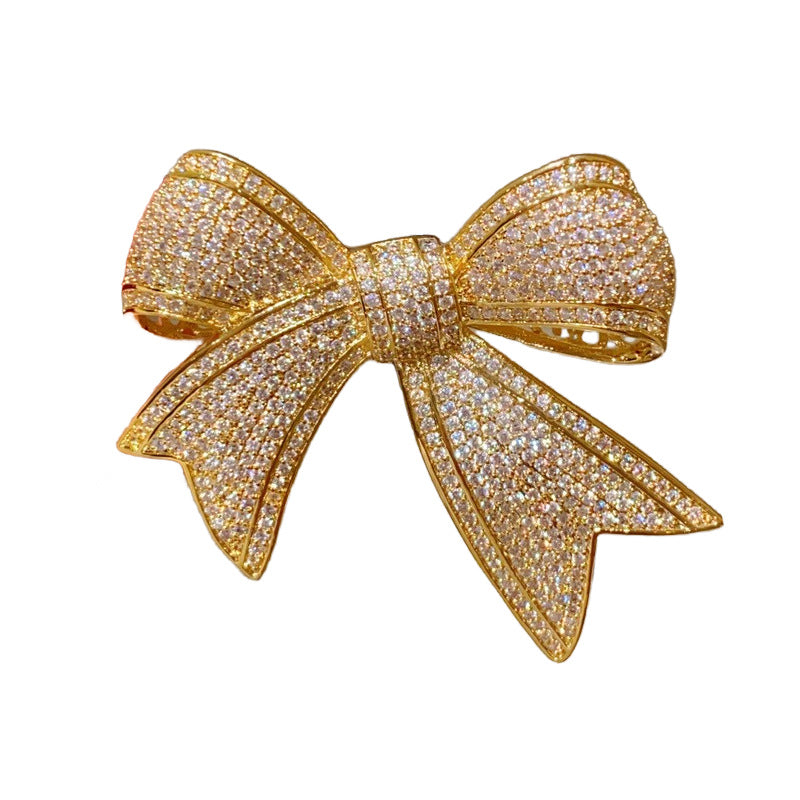 High-grade Full Diamond Bow Brooch Corsage Elegant Brooches