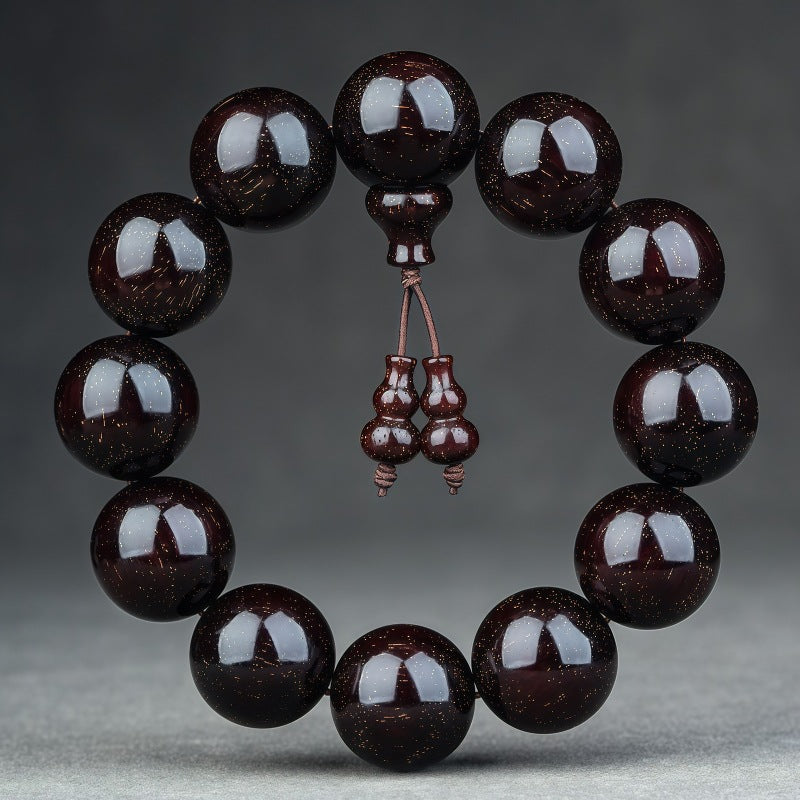 Women's & Men's Lobular Rosewood Old Materials Golden Spots Beads Bracelet
