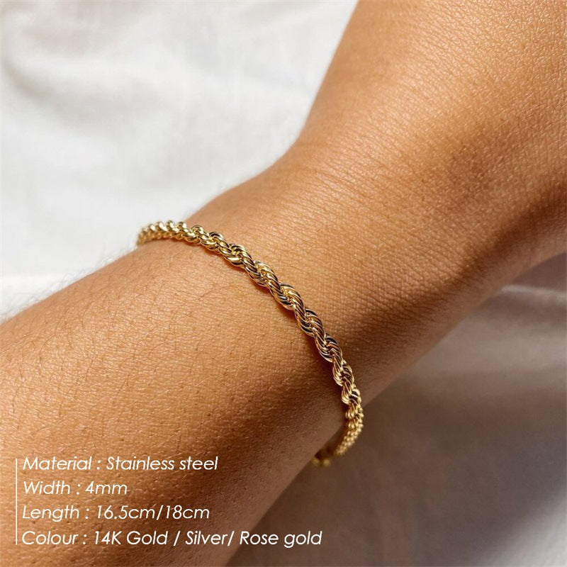 Women's American Simple Personalized Gold Twist Bracelets