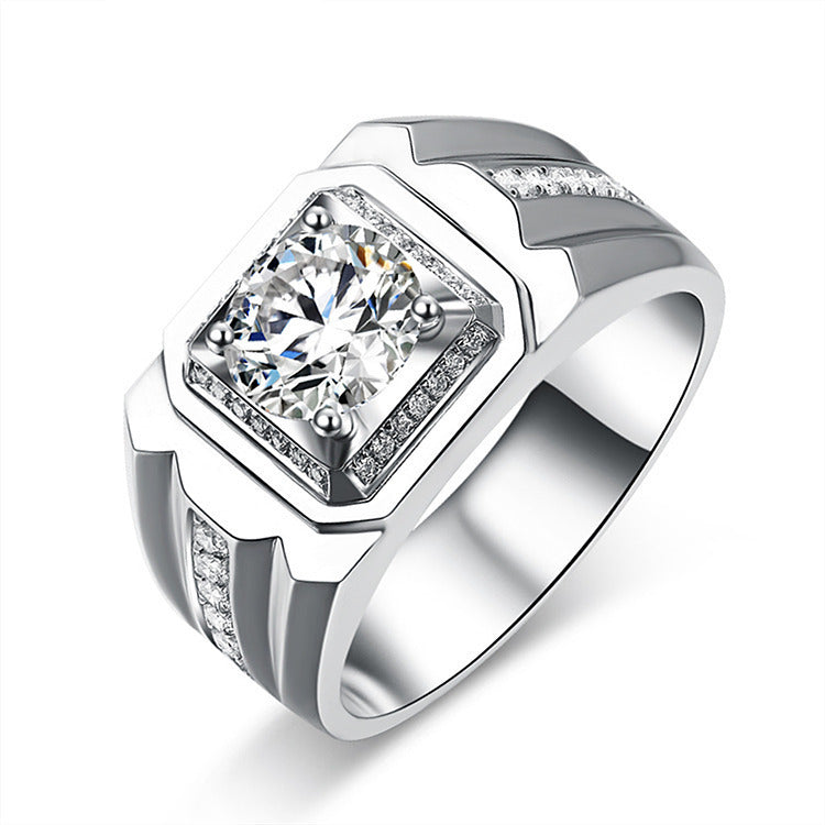 Men's Source Moissanite Open Mouth Man's Domineering Opening Adjustable Ring