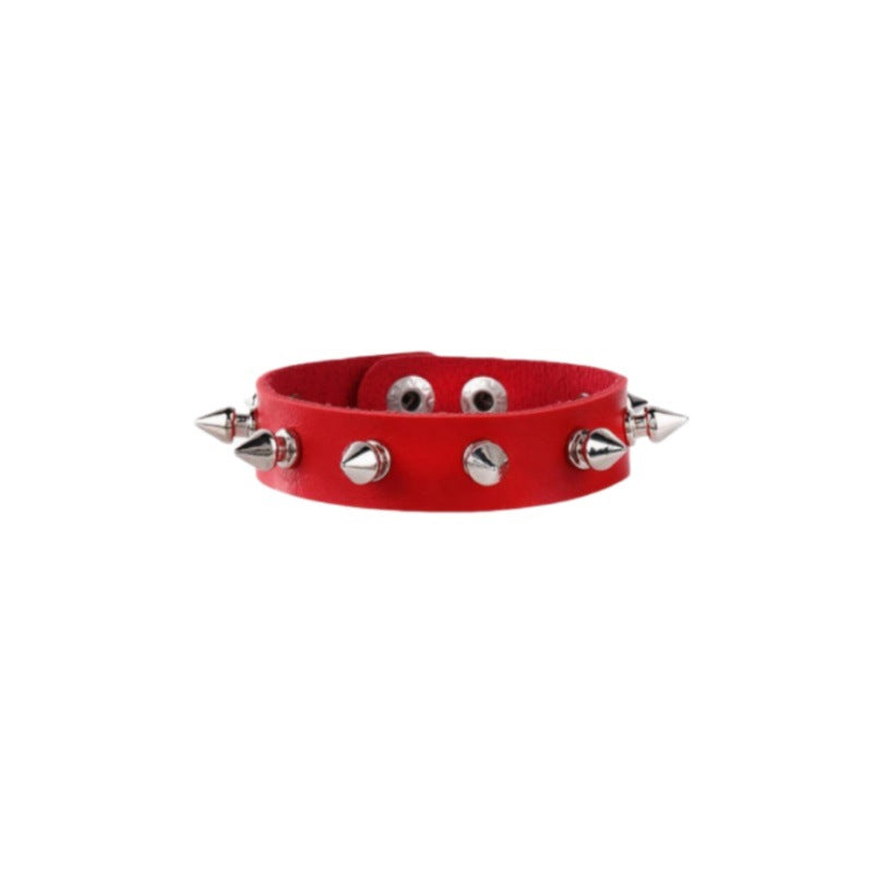 Punk Pointed Rivet Leather Gothic Fan Car Necklaces