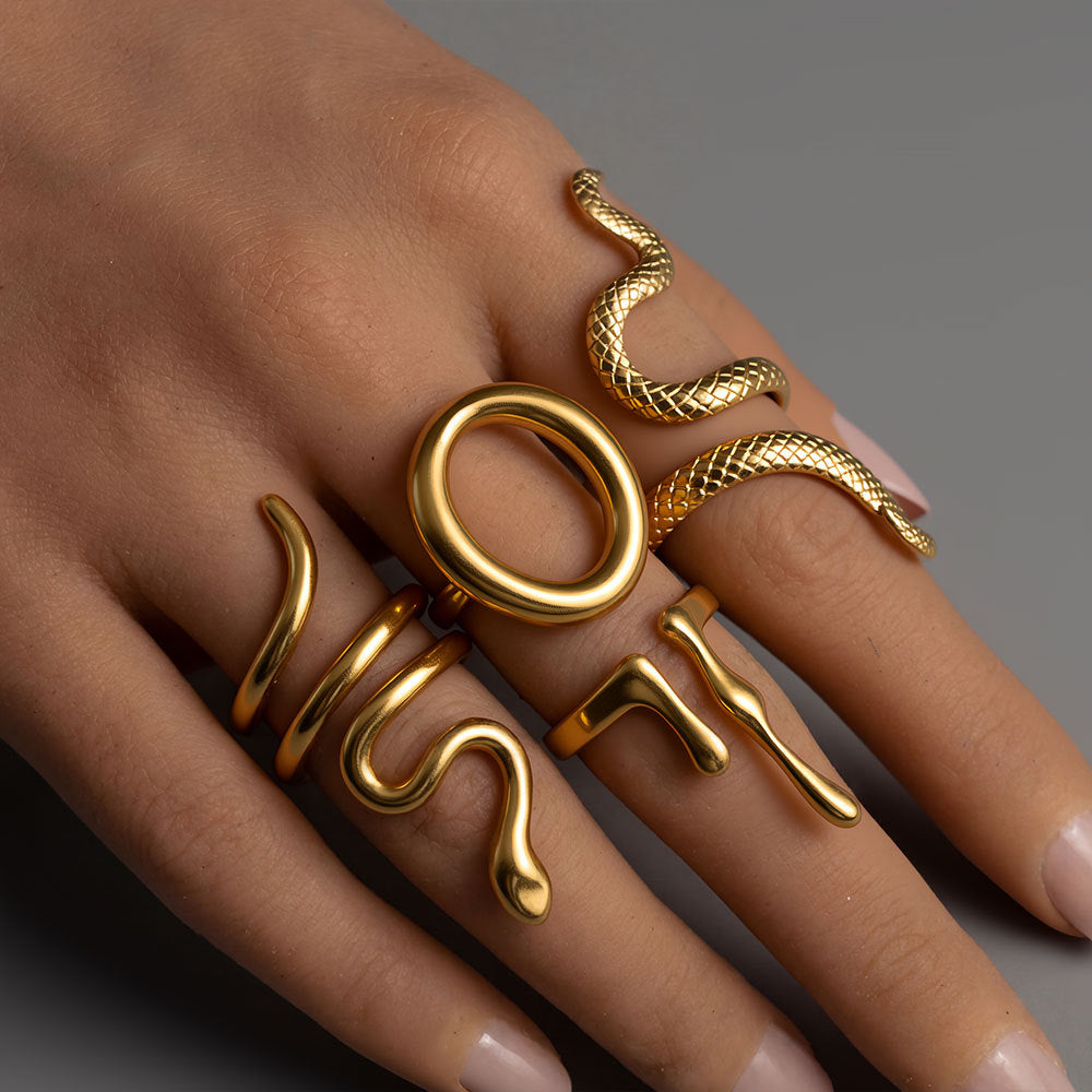 Fashion Stainless Steel Snake Exaggerated Personalized Creative Rings