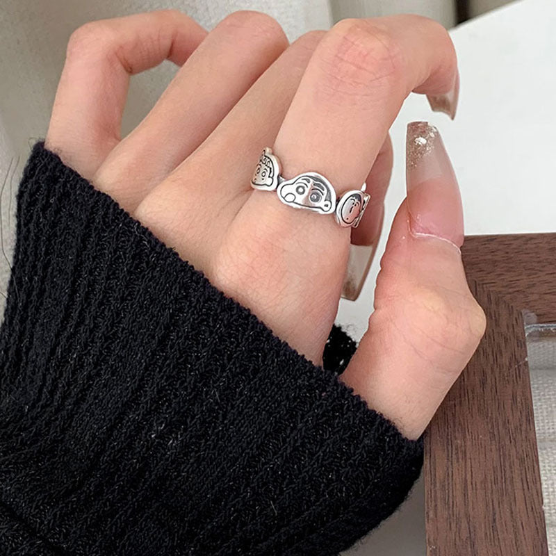 Cute Anime Cartoon Figures Small Female Niche Design Adjustable Ring