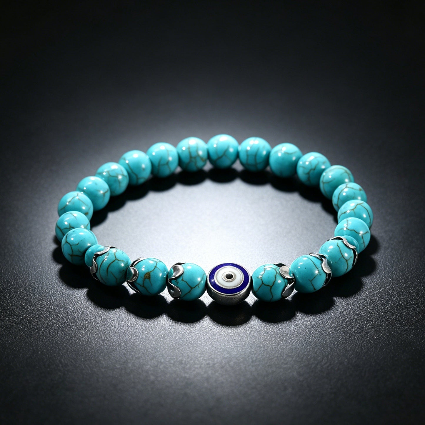 Turquoise Cross Natural Stone Beaded Vintage Bracelet