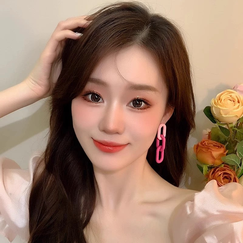 Pink Flower Female Special Interest Light Luxury High-grade Seaside Vacation Earrings