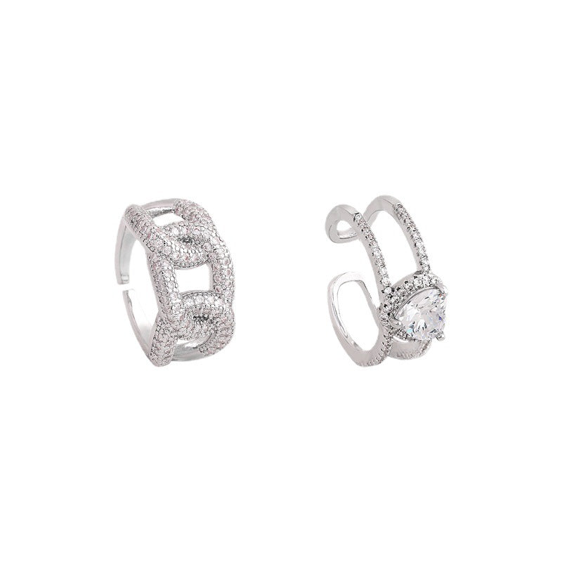 Heart-shaped Female Personality Stylish Opening Light Luxury Rings