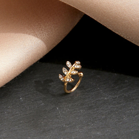 Ga Jing Diamond Leaf Ear Clip Creative Earrings
