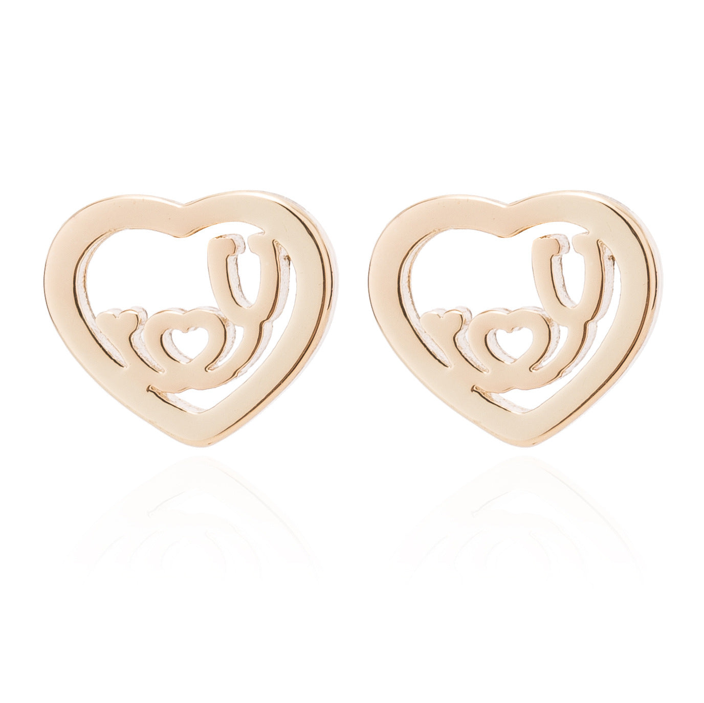 Women's Stainless Steel Geometric Gesture Love Heart Stud Earrings