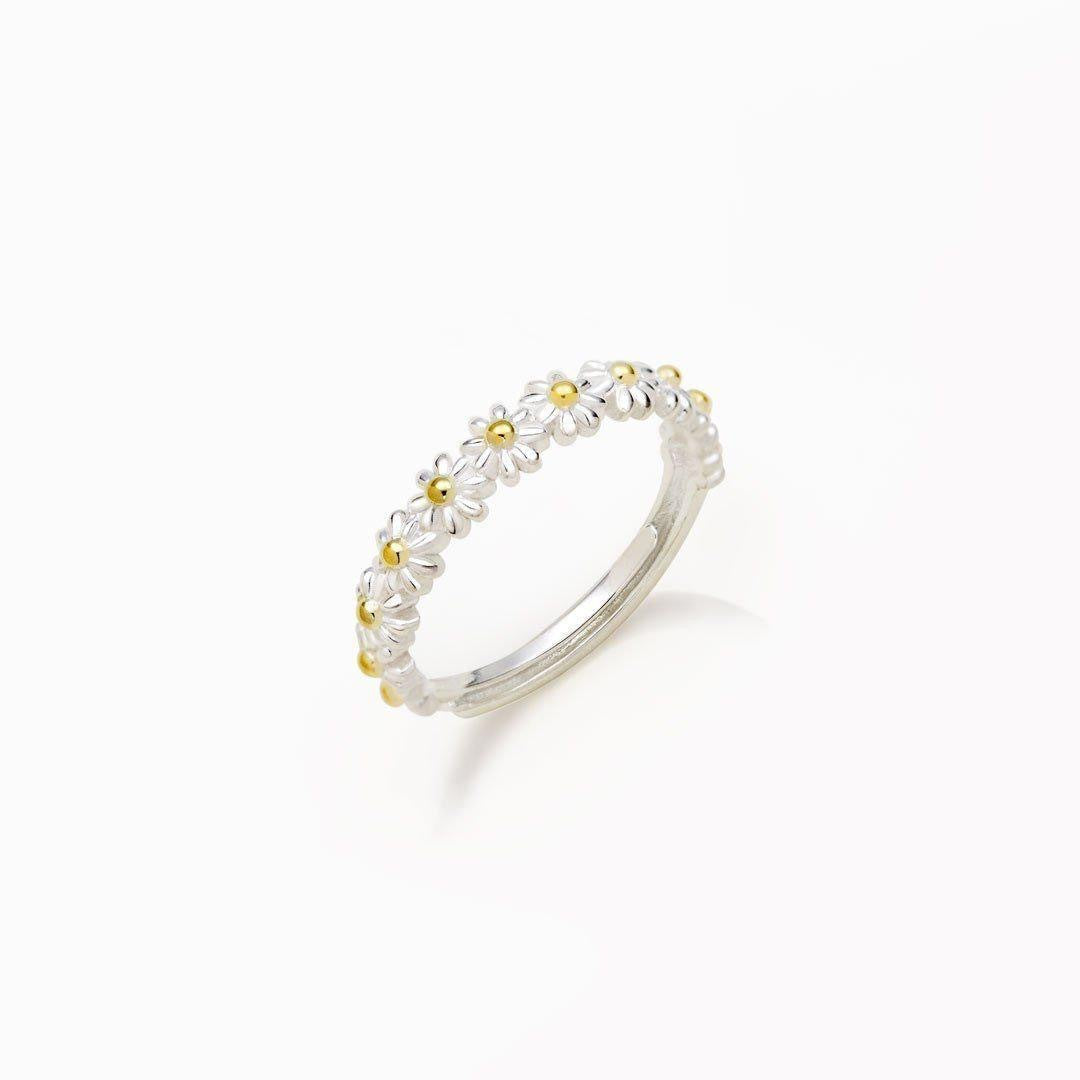 Little Daisy Flower Open Temperament Wild Live Niche Mori Style Ring