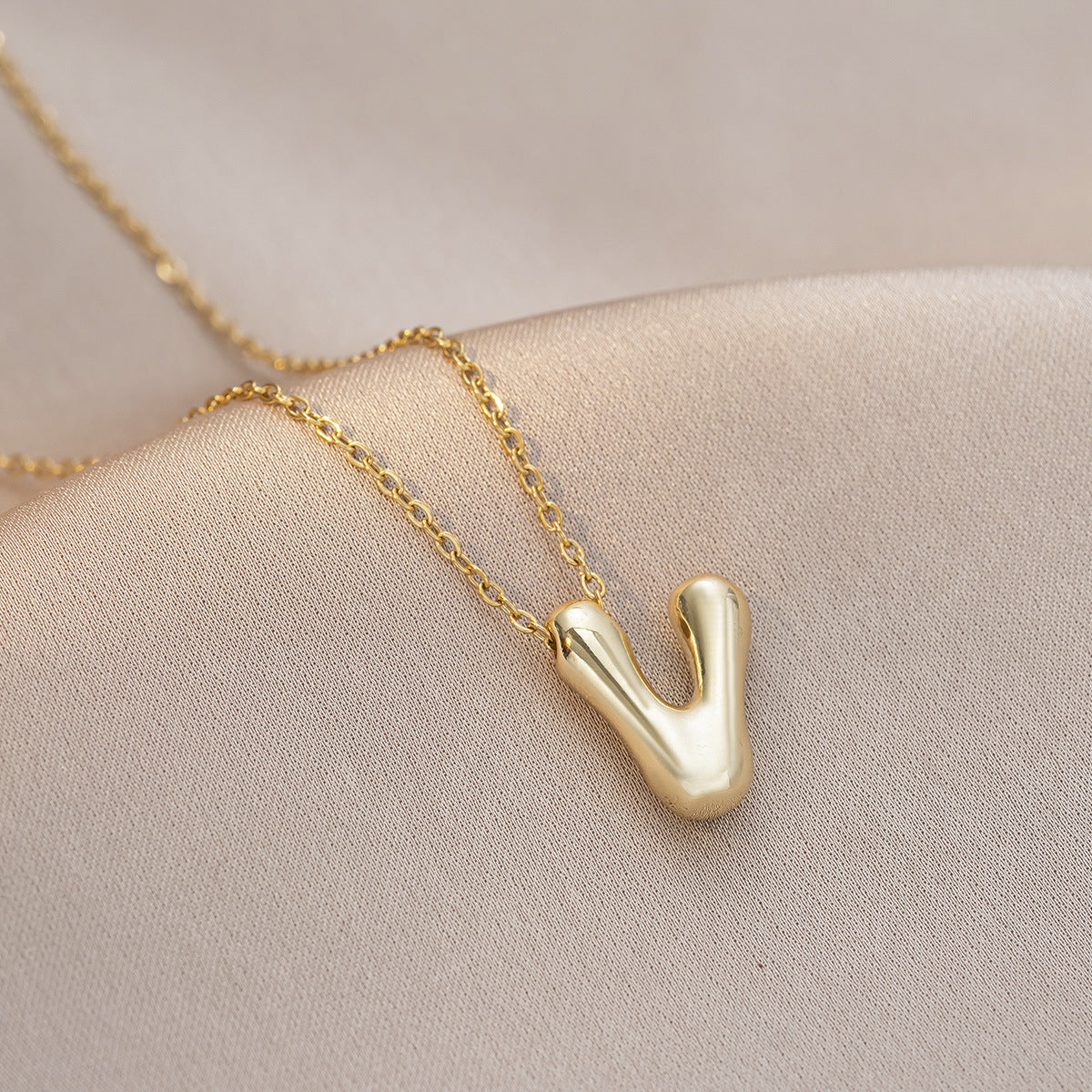 Female Glossy Balloon Bubble Cute Chubby English Letters Temperament Clavicle Necklace
