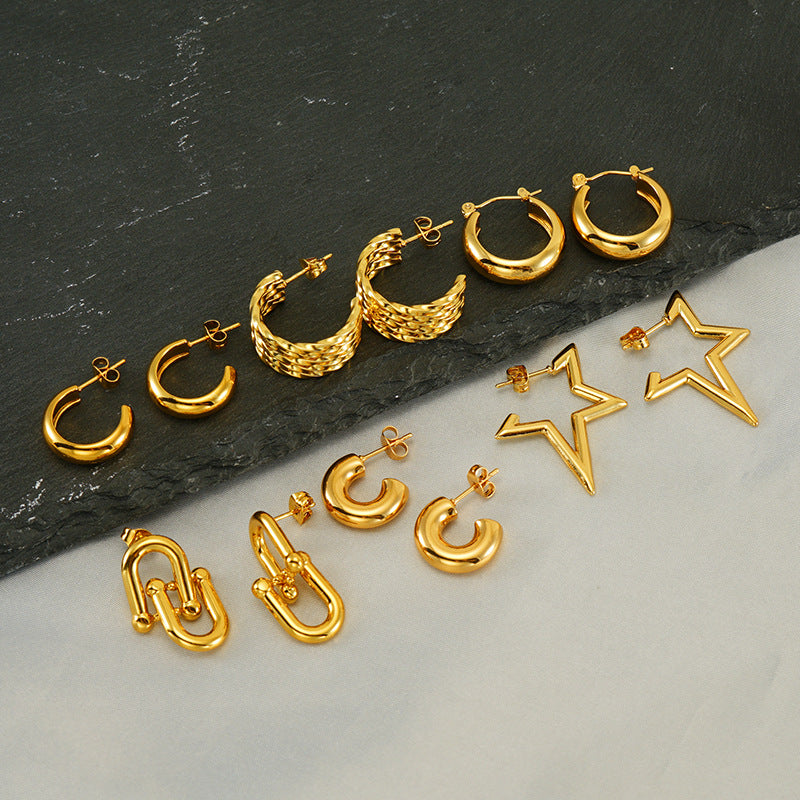 Fashion High Sense Elegant Pentagram Ear Rings