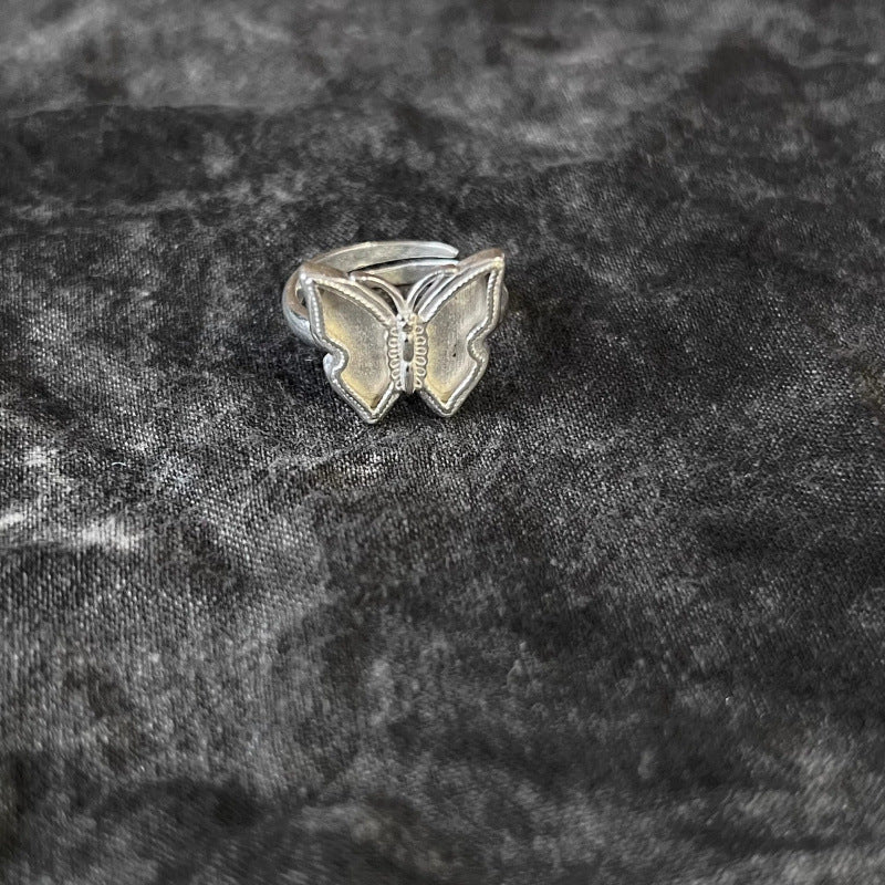 Distressed Ethnic Style Handmade Old Sier Miao Ring
