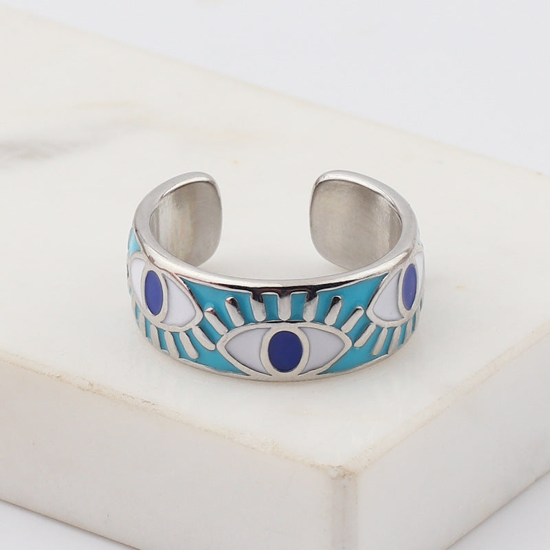 Female Devil's Eye Gold Plated Drop Rings