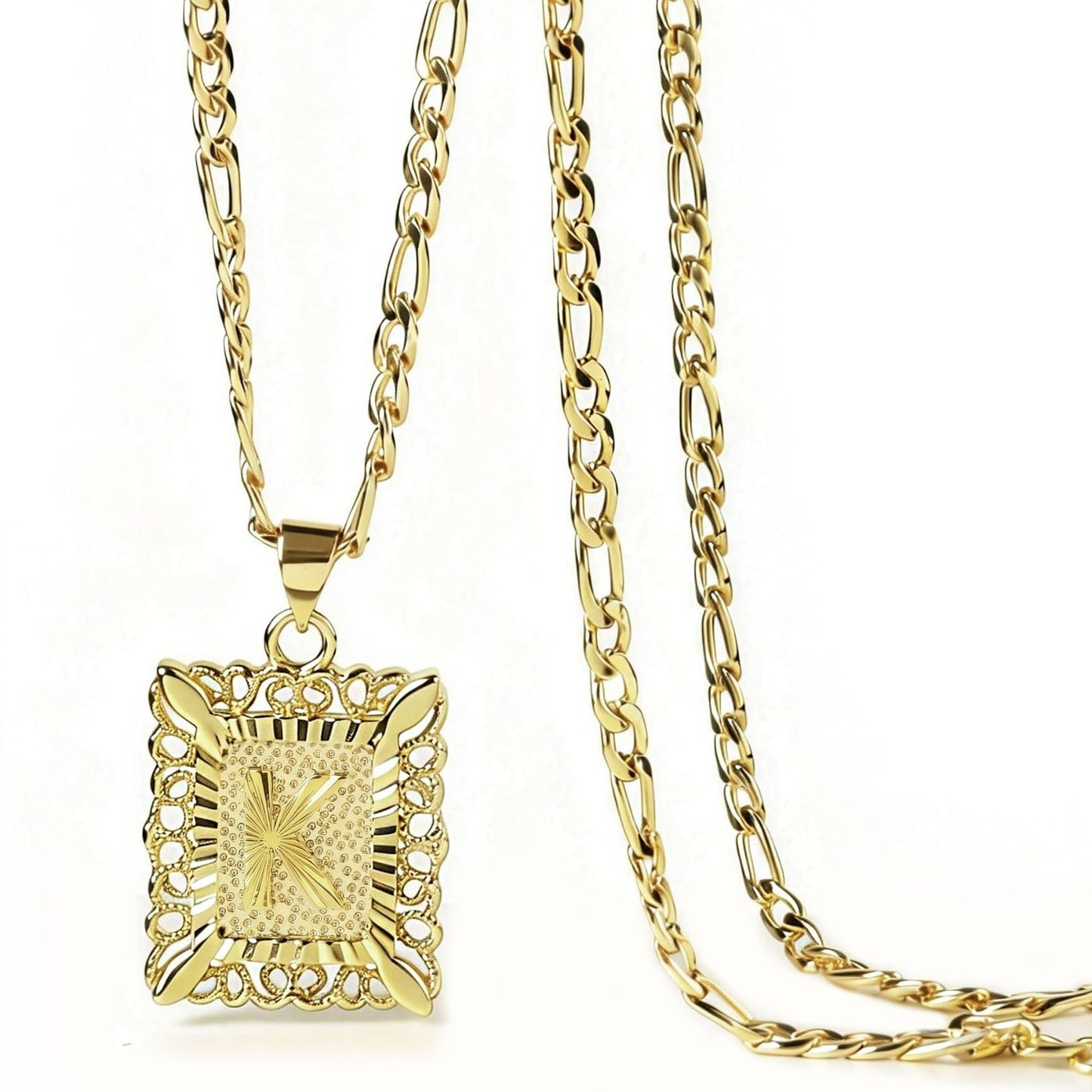 Square With Cross Simple English Letter Pendants