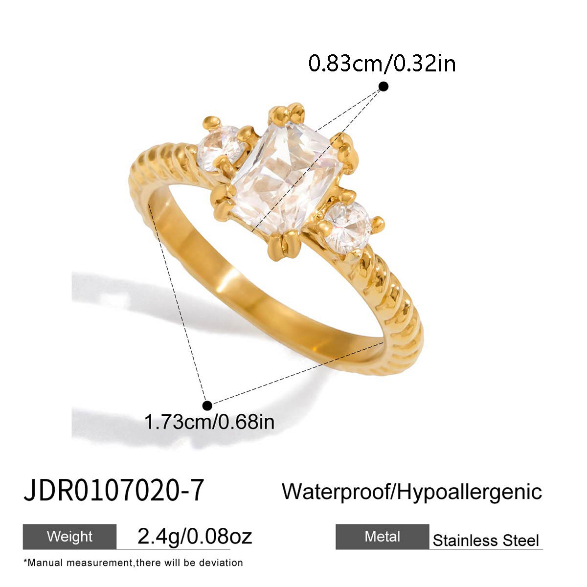 Stainless Steel Dropper Zircon Titanium Light Luxury High Sense Ring