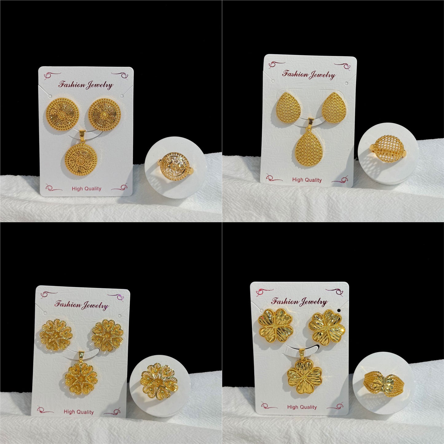 Gilding Hollow Pattern Niche Design Disc Pendants