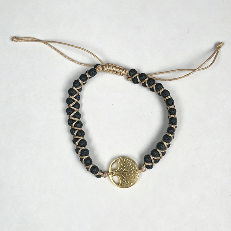 Double Woven Natural Stone Beaded Weave Row Bracelets