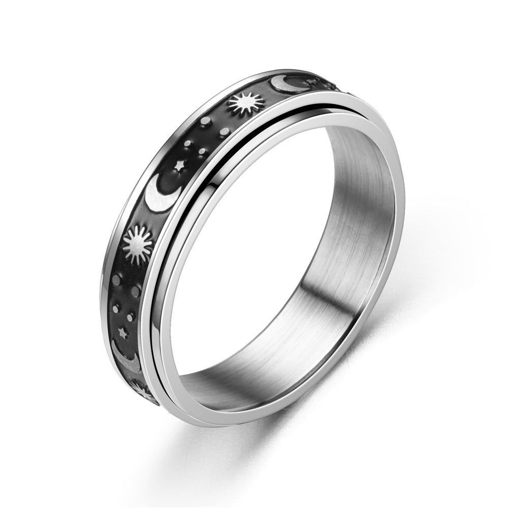 Ornament Titanium Steel Can Be Rotatable Male Rings