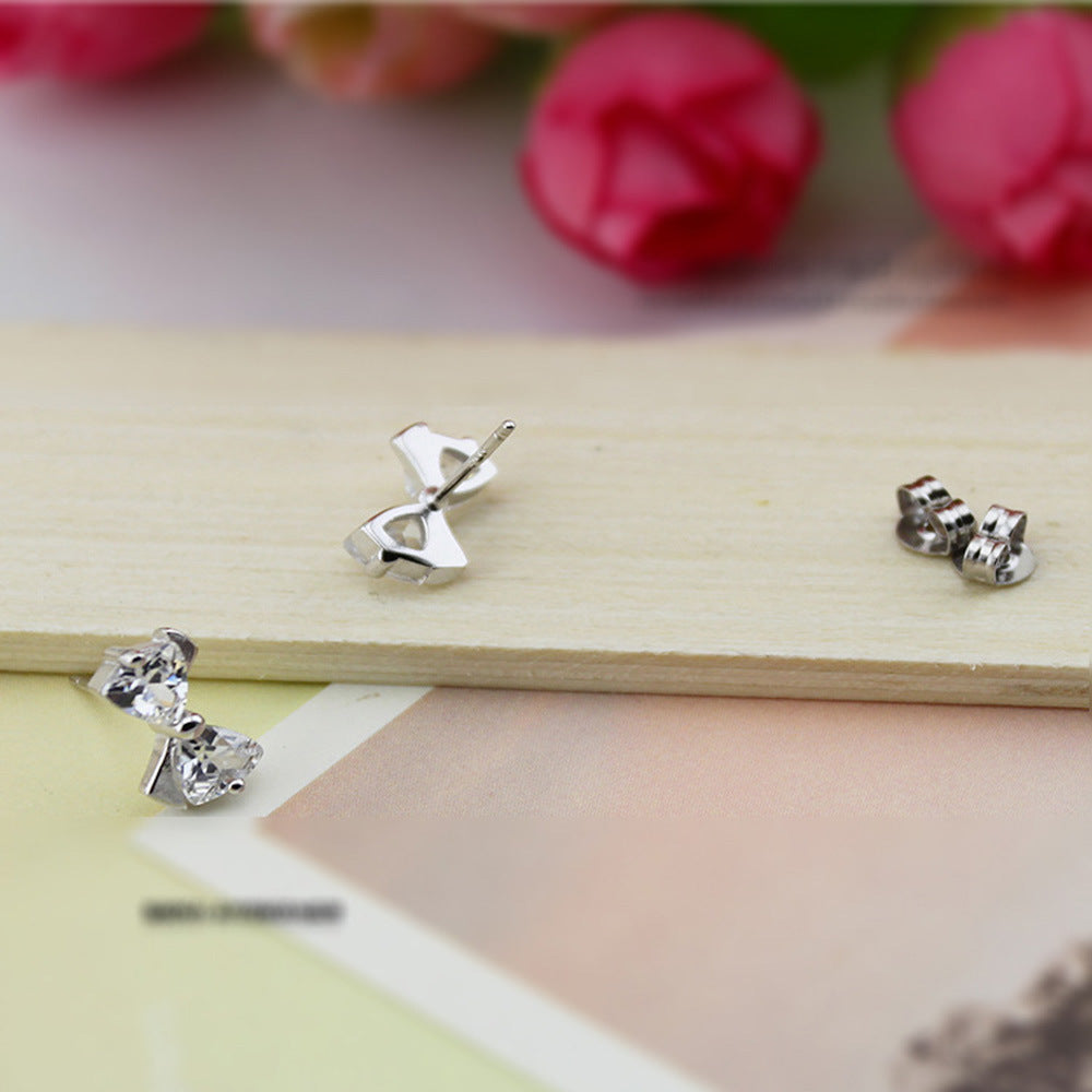 Simple Cute Bow Zircon Fashion Minimalist Earrings