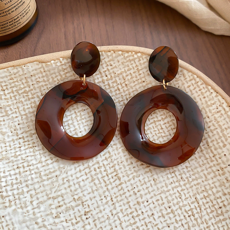 Women's Needle Geometric Irregular Resin Fashionable Retro Earrings