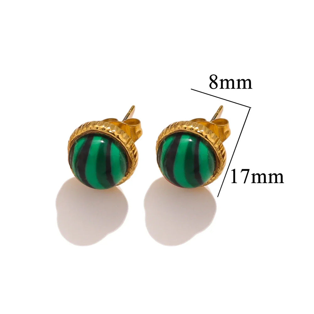 Stainless Steel Natural Stone Titanium Ear Tigereye Rings