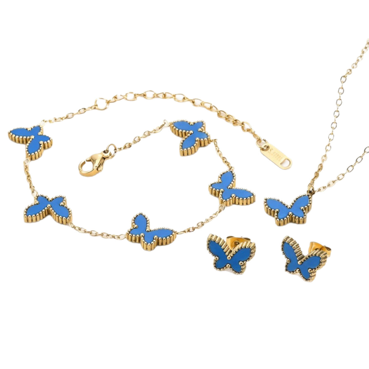 Stainless Steel Double-sided Color Fritillary Butterfly Necklace