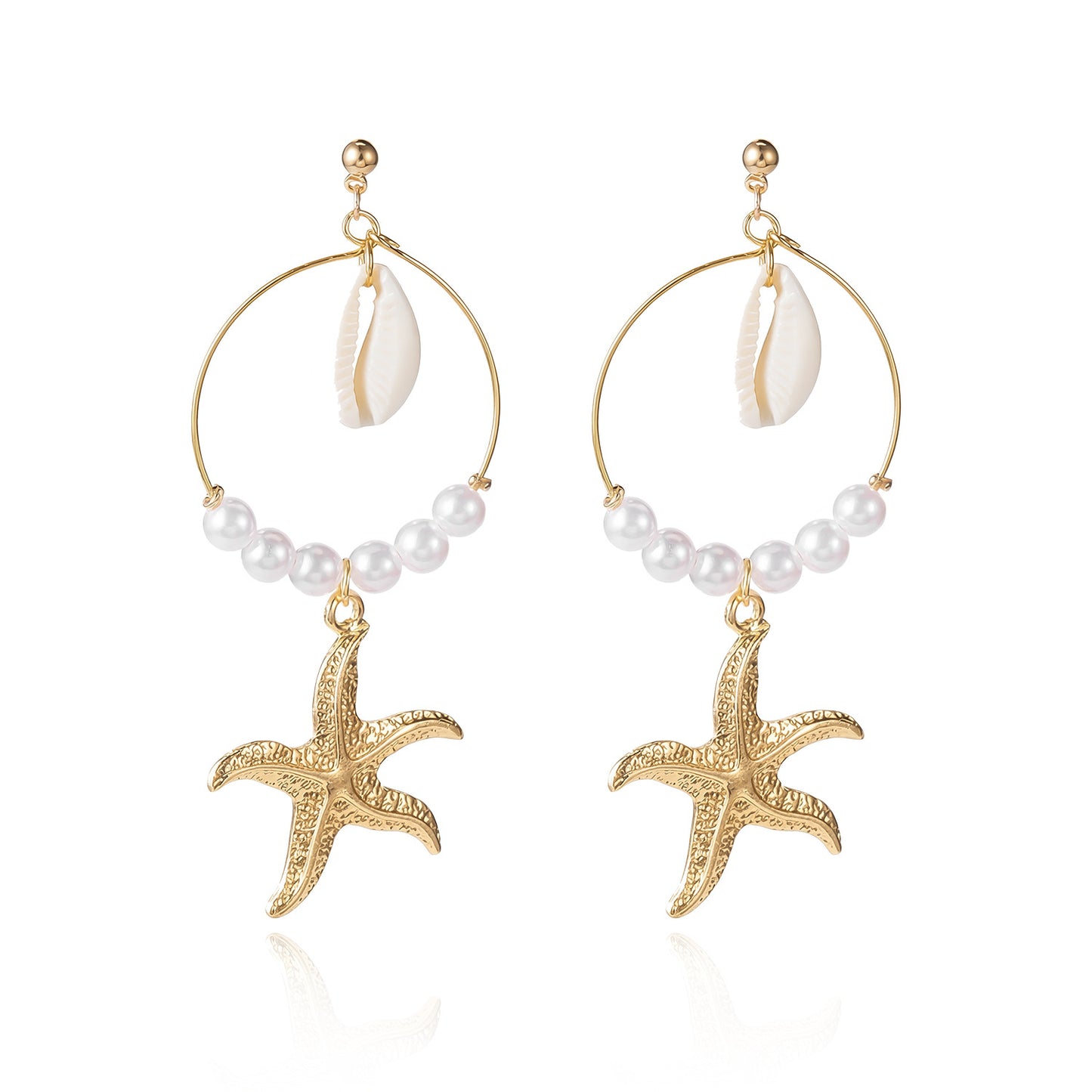 Starfish Shell Niche Seaside Bohemian Vacation Style Earrings