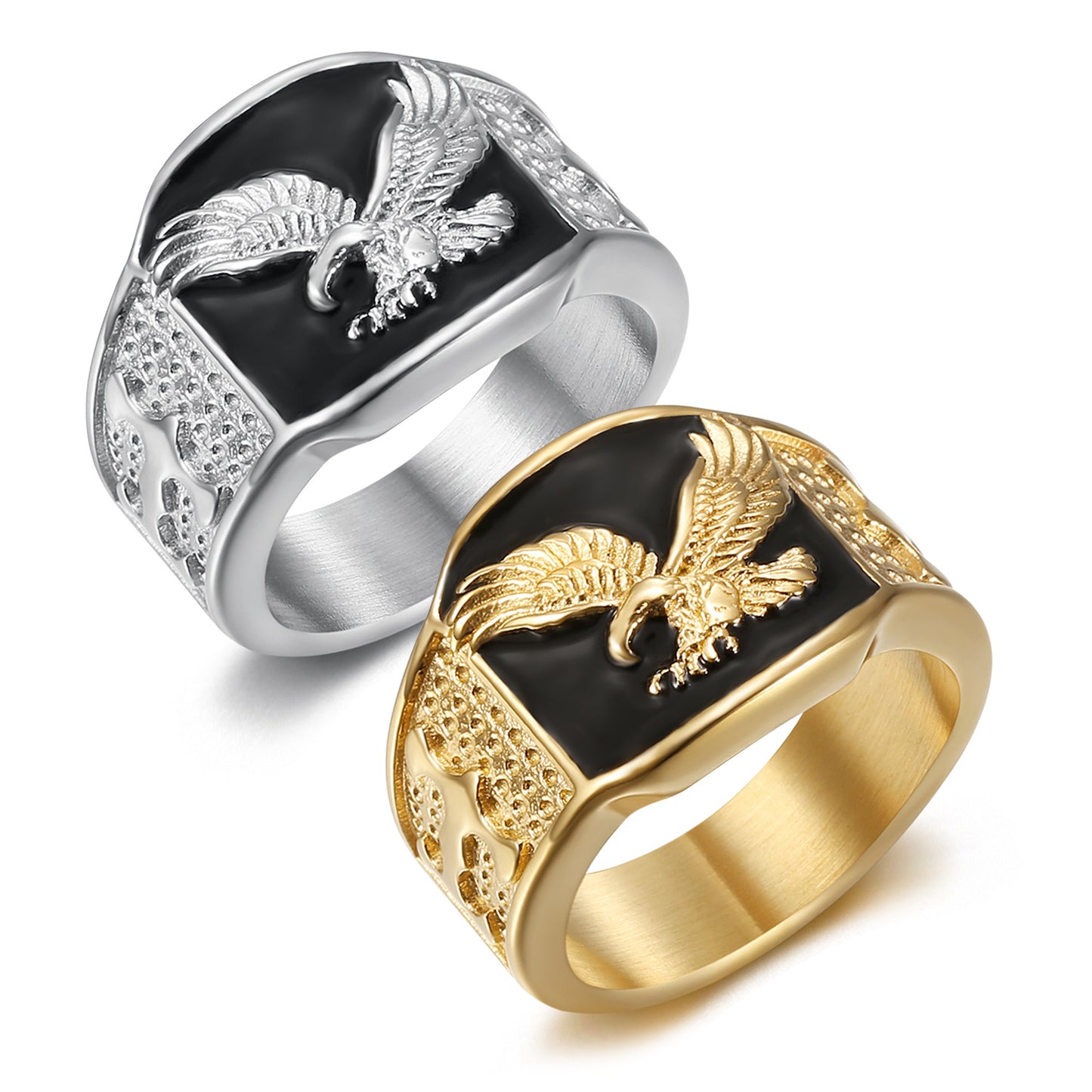 Men's Hip Hop Stainless Steel Gold-plated Wings Flying Ring