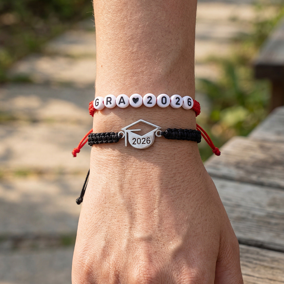 Graduation Trencher Stainless Steel Woven Adjustable Card Bracelets