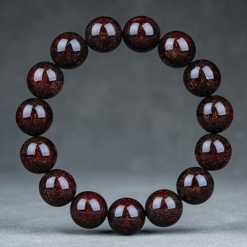 Women's & Men's Lobular Rosewood Old Materials Golden Spots Beads Bracelet