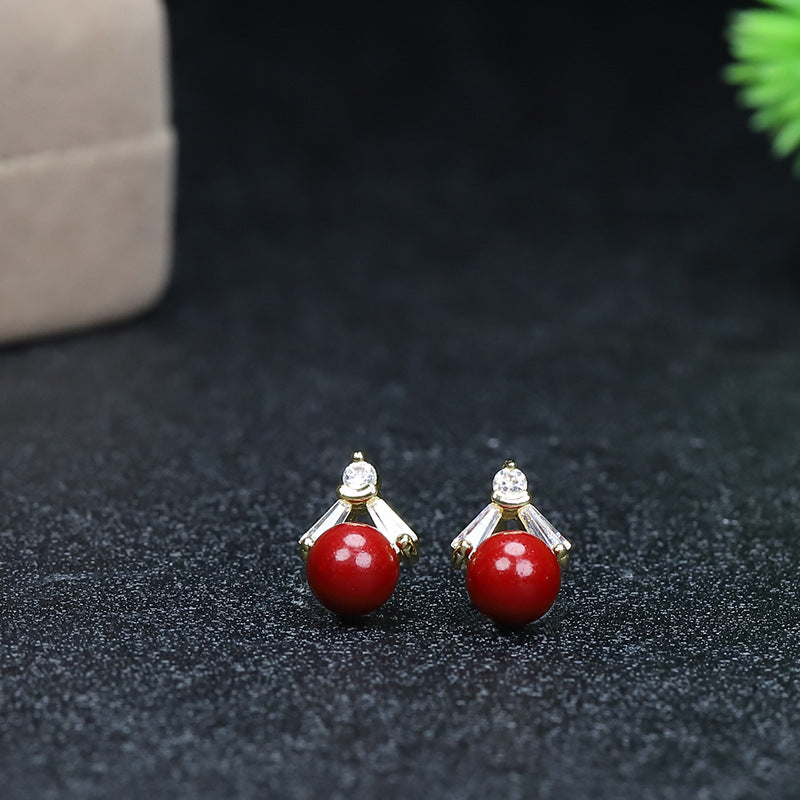 Women's Cinnabar Birthday Gift Raw Ore Simple National Style Rings