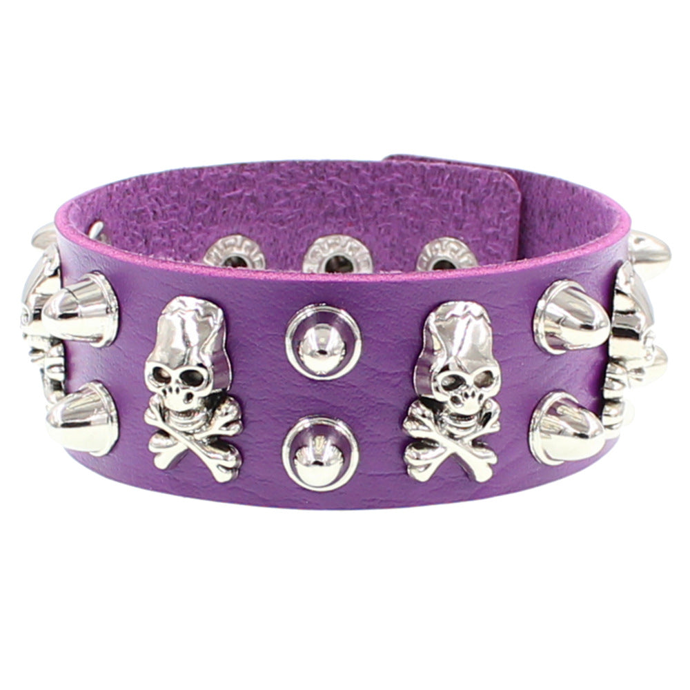 Leather Domineering Personalized Skull Rivet Punk Bracelets