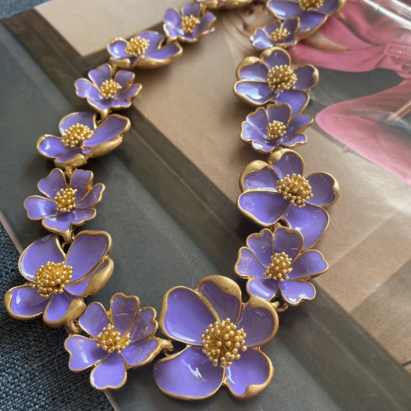 Vintage Red White Flower Elegant Three-dimensional Necklaces