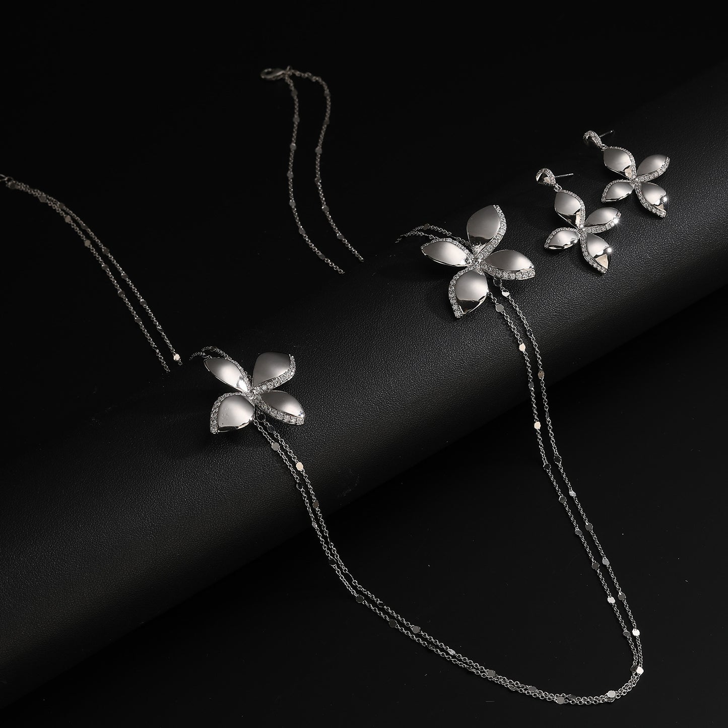 Women's Flower Light Luxury High-grade Sweater Chain Zircon Earrings