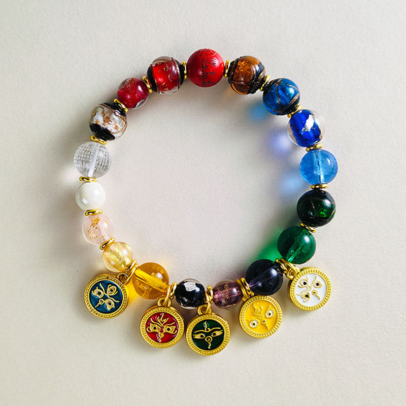 Fragrant Gray Colored Glaze Eighteen Prayer Beads Yellow God Of Bracelet