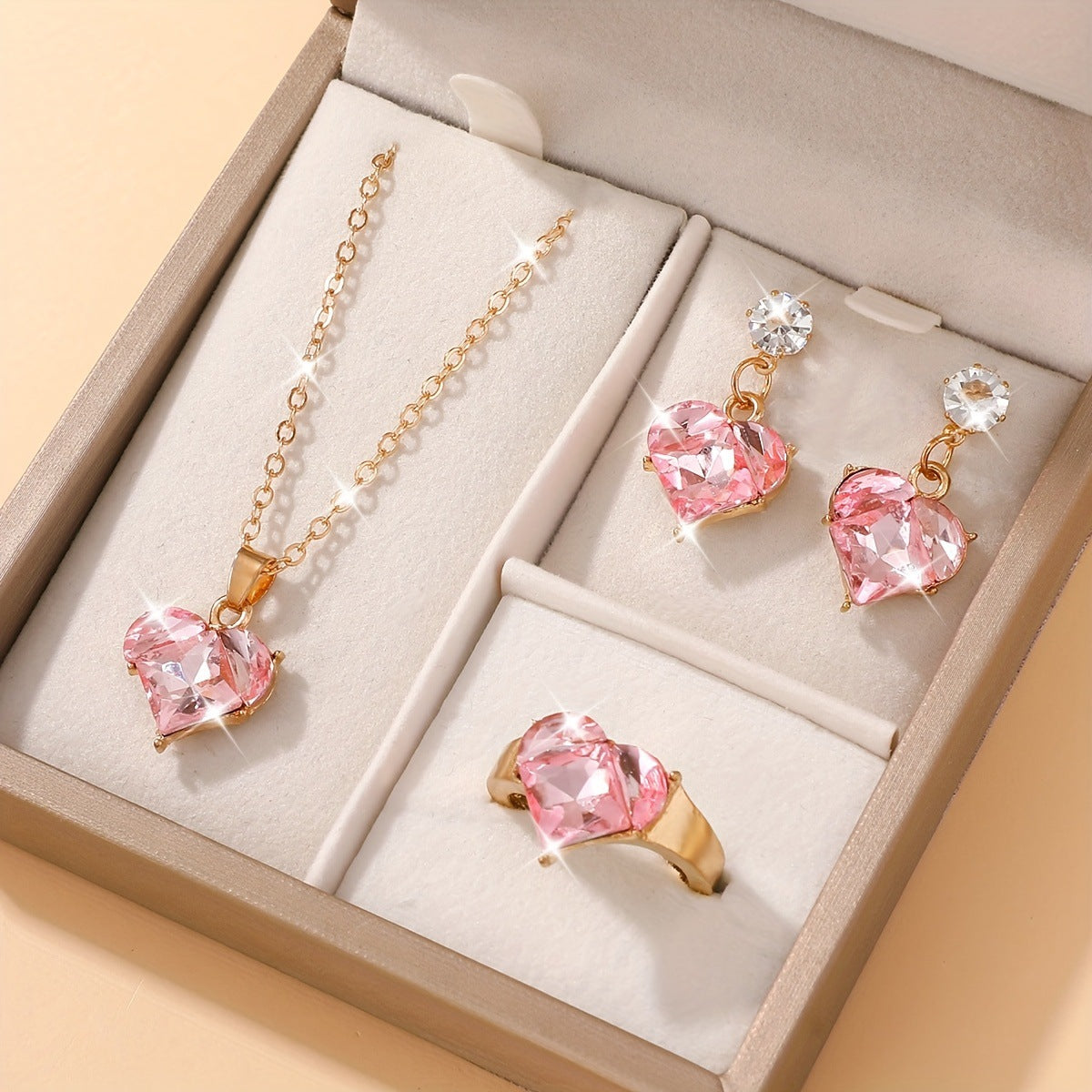 Barbie Pink Love Planet Peach Heart Jewelry Set