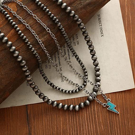 Western Style Brushed Round Beads Vintage Carved Pendants